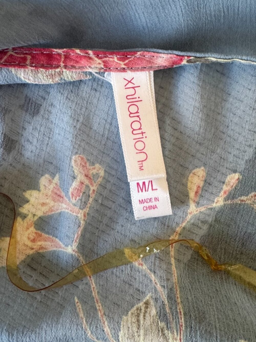 Xhilaration Blue Floral Kimono Cardigan M/L Lightweight Boho Beach Cover Up - Picture 4 of 4